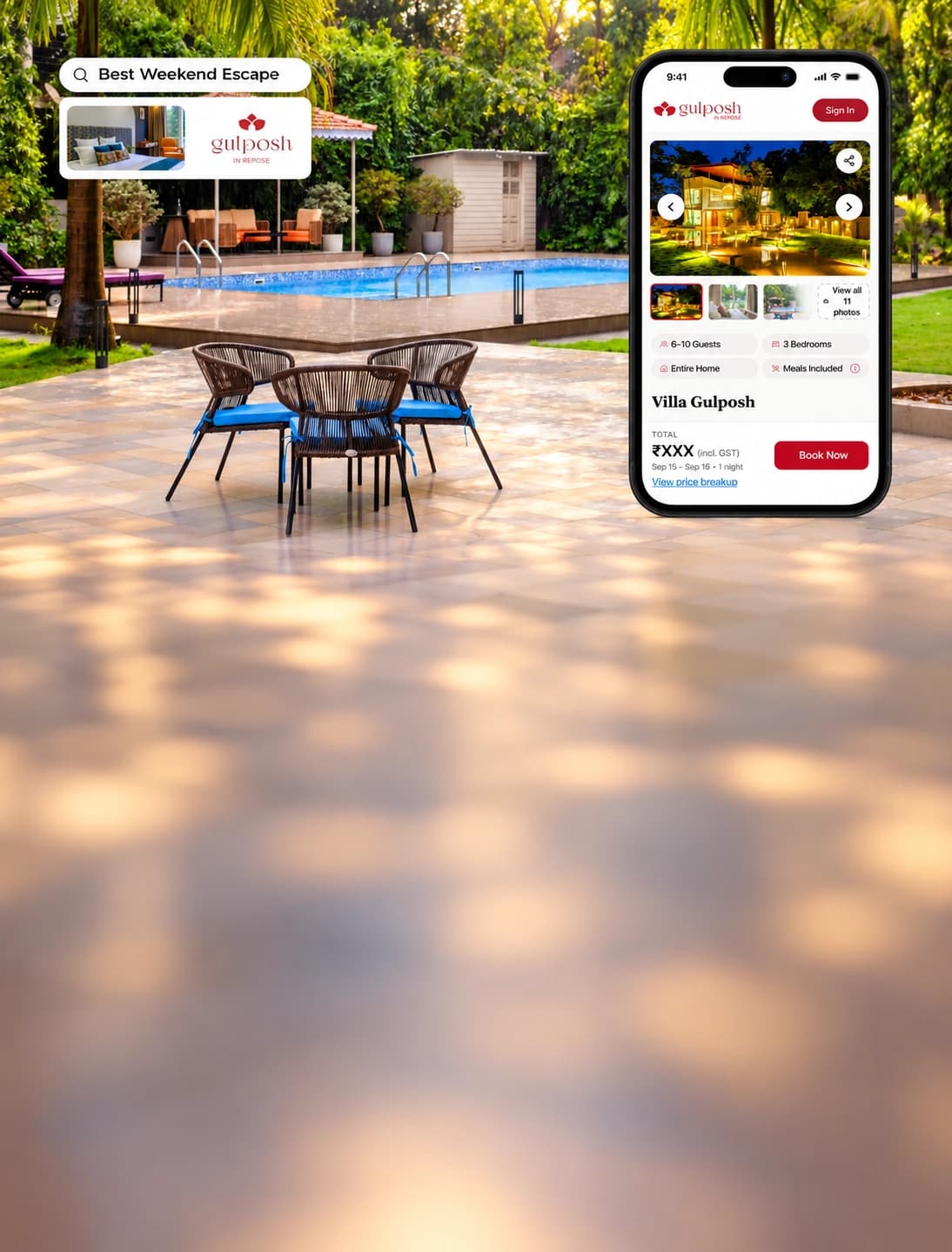 Gulposh villa booking app campaign