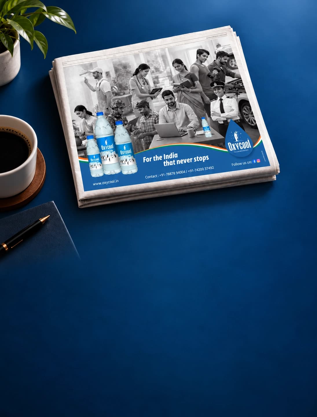 Oxycool campaign creative on a newspaper